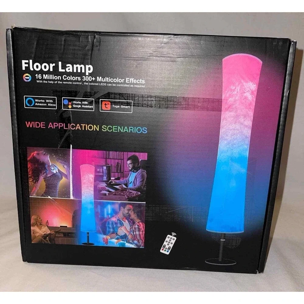 RGB Color Changing Fabric Floor Lamp with Remote App Control Music Sync
